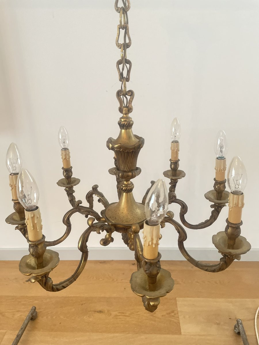 LUSTRE EN BRONZE A 8 BRAS DE LUMIERE-photo-2