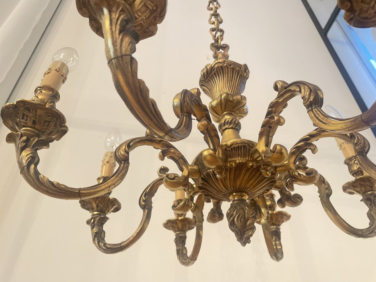 LUSTRE EN BRONZE A 8 BRAS DE LUMIERE-photo-2