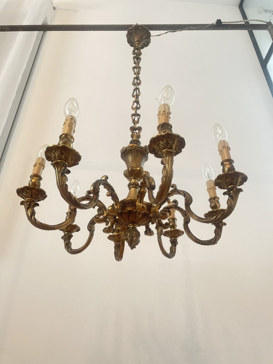 LUSTRE EN BRONZE A 8 BRAS DE LUMIERE-photo-7