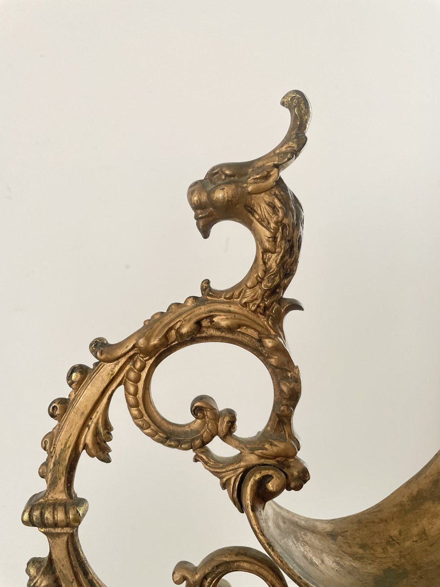 Pair Of Large Bronze Ewers With Double Patina, 19th Century-photo-2