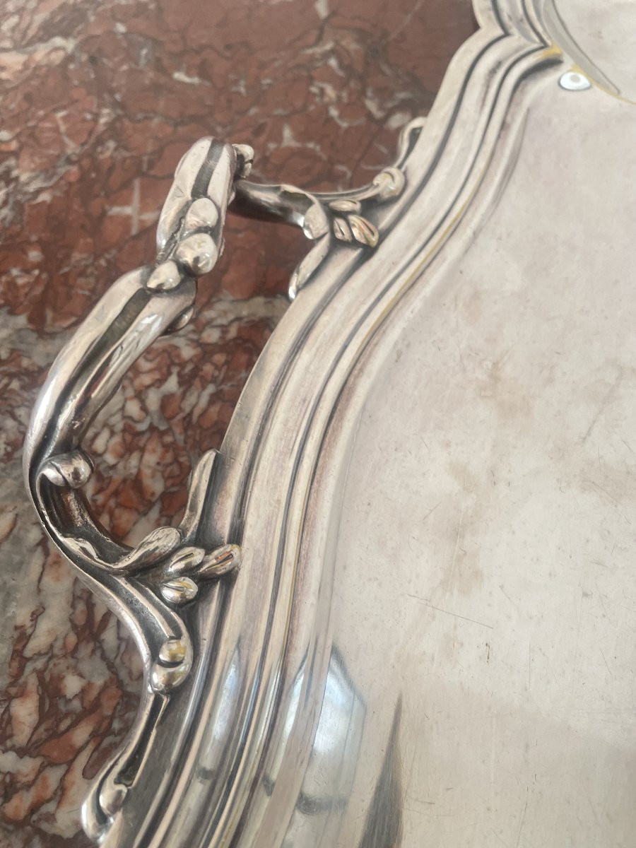 Christofle Large Silver Metal Tray With Handles-photo-4