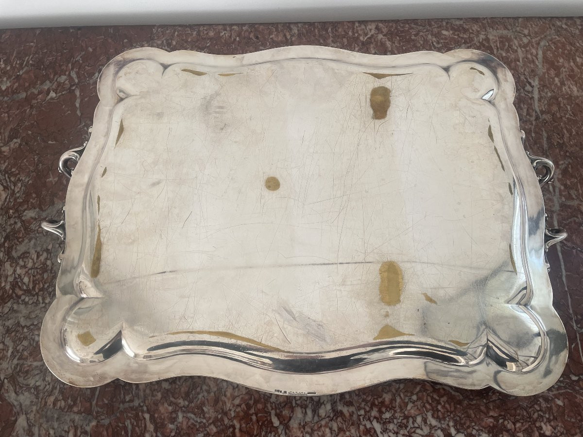 Christofle Large Silver Metal Tray With Handles-photo-3