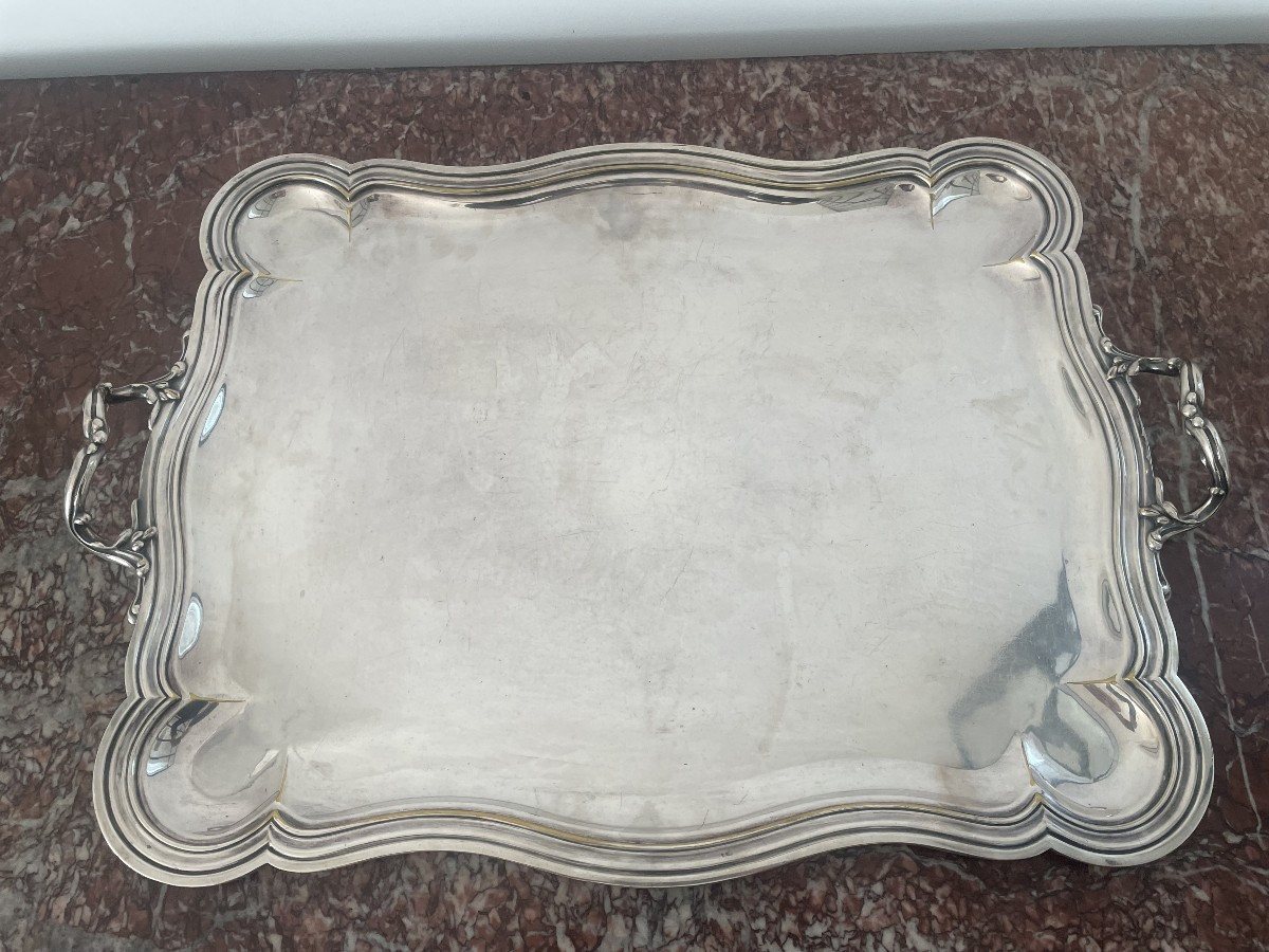 Christofle Large Silver Metal Tray With Handles