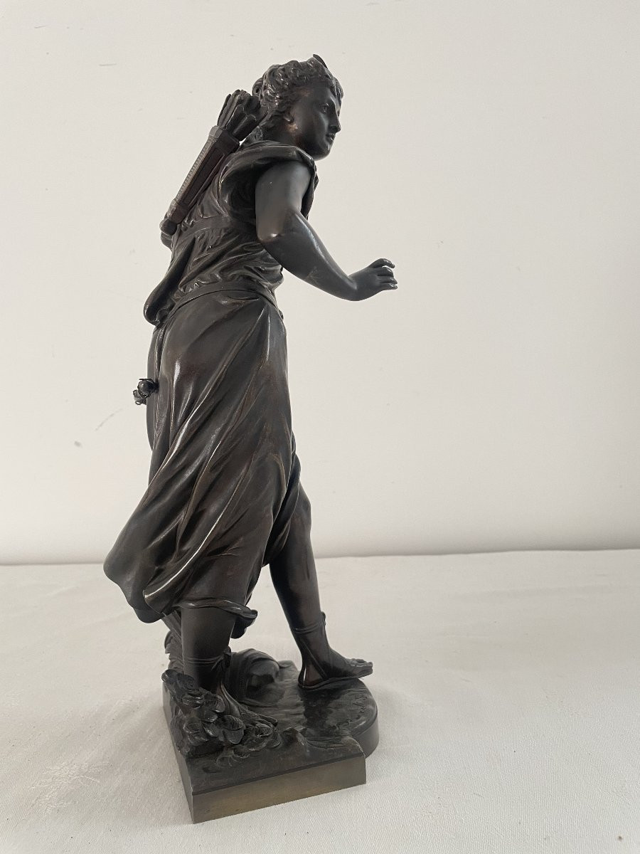 Bouret Eutrope (1833-1906) Diane Huntress Bronze-photo-2