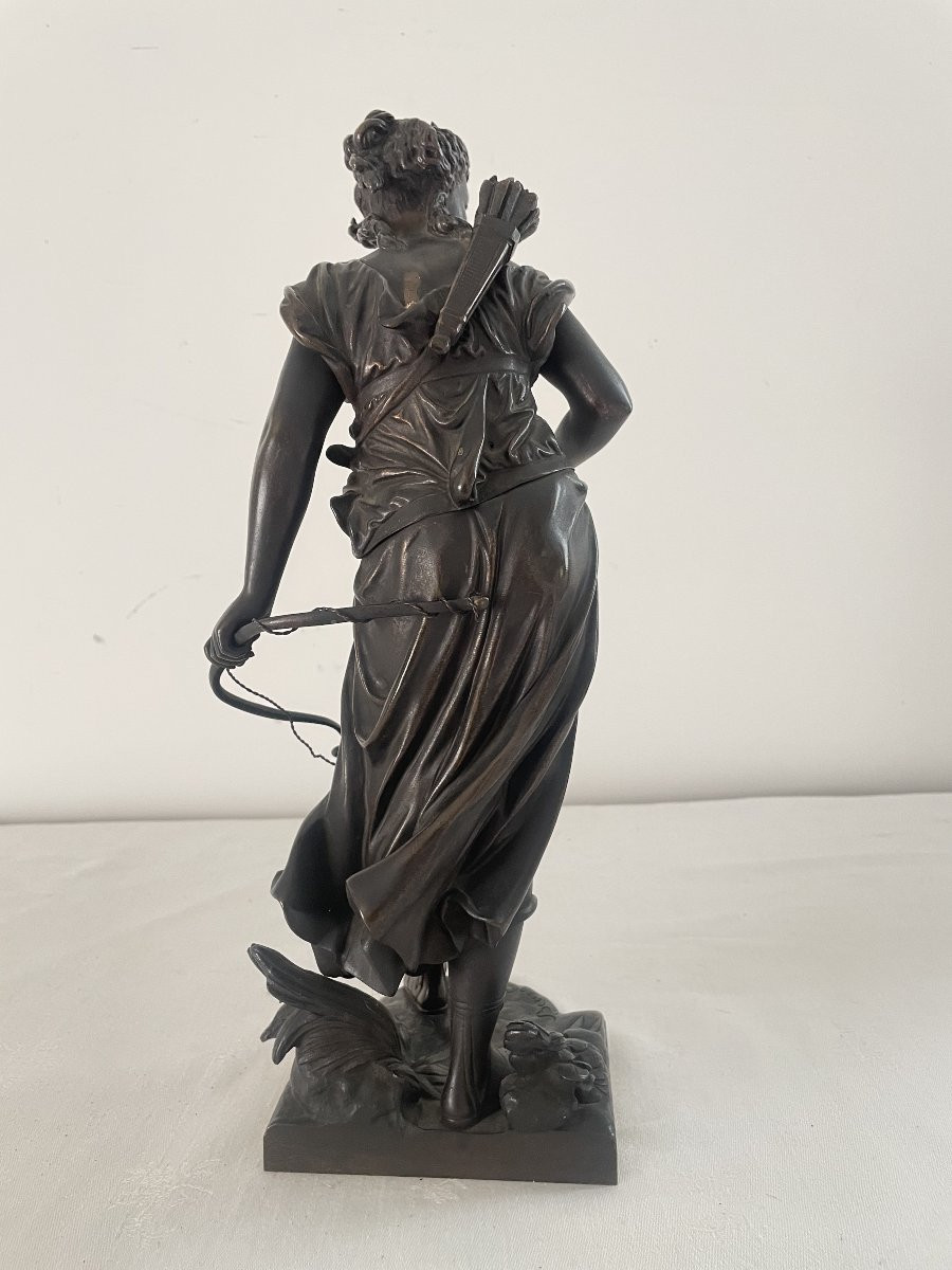Bouret Eutrope (1833-1906) Diane Huntress Bronze-photo-3