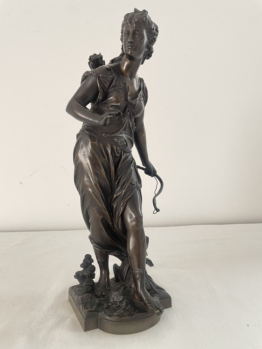 Bouret Eutrope (1833-1906) Diane Huntress Bronze-photo-4