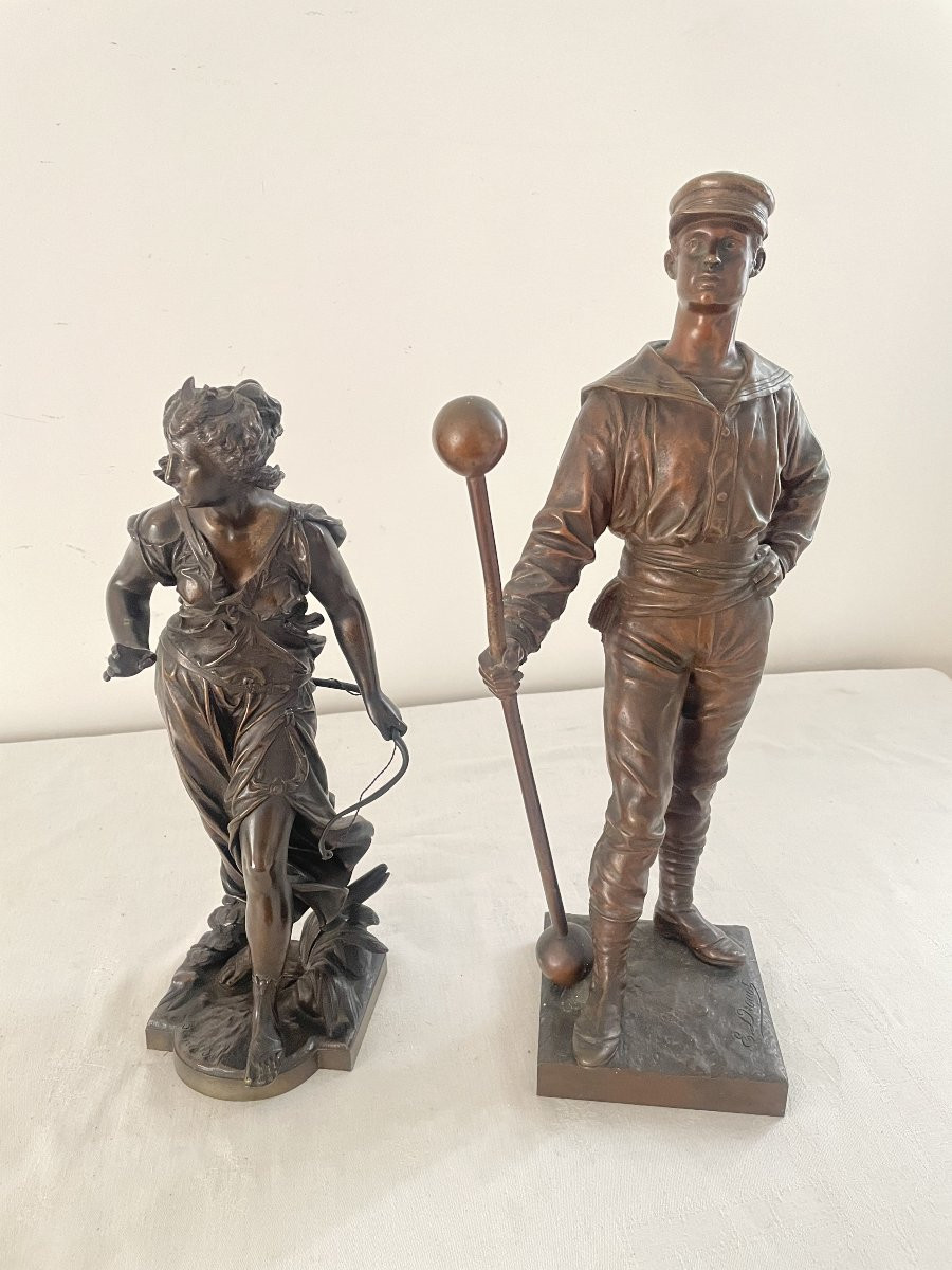 Bouret Eutrope (1833-1906) Diane Huntress Bronze-photo-1