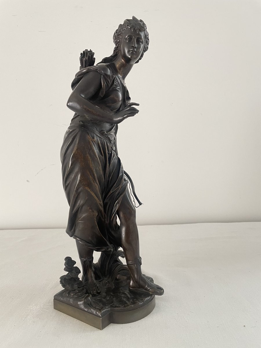 Bouret Eutrope (1833-1906) Diane Huntress Bronze-photo-2