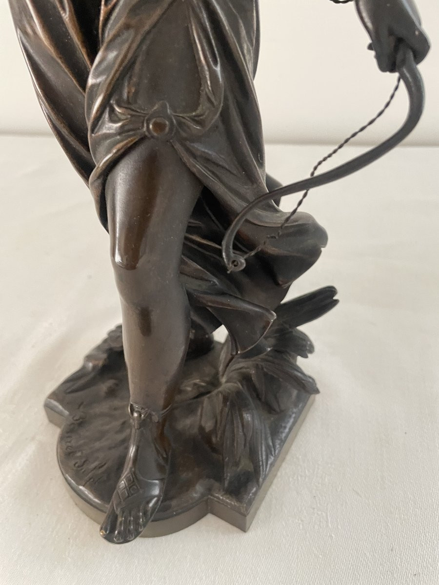 Bouret Eutrope (1833-1906) Diane Huntress Bronze-photo-3