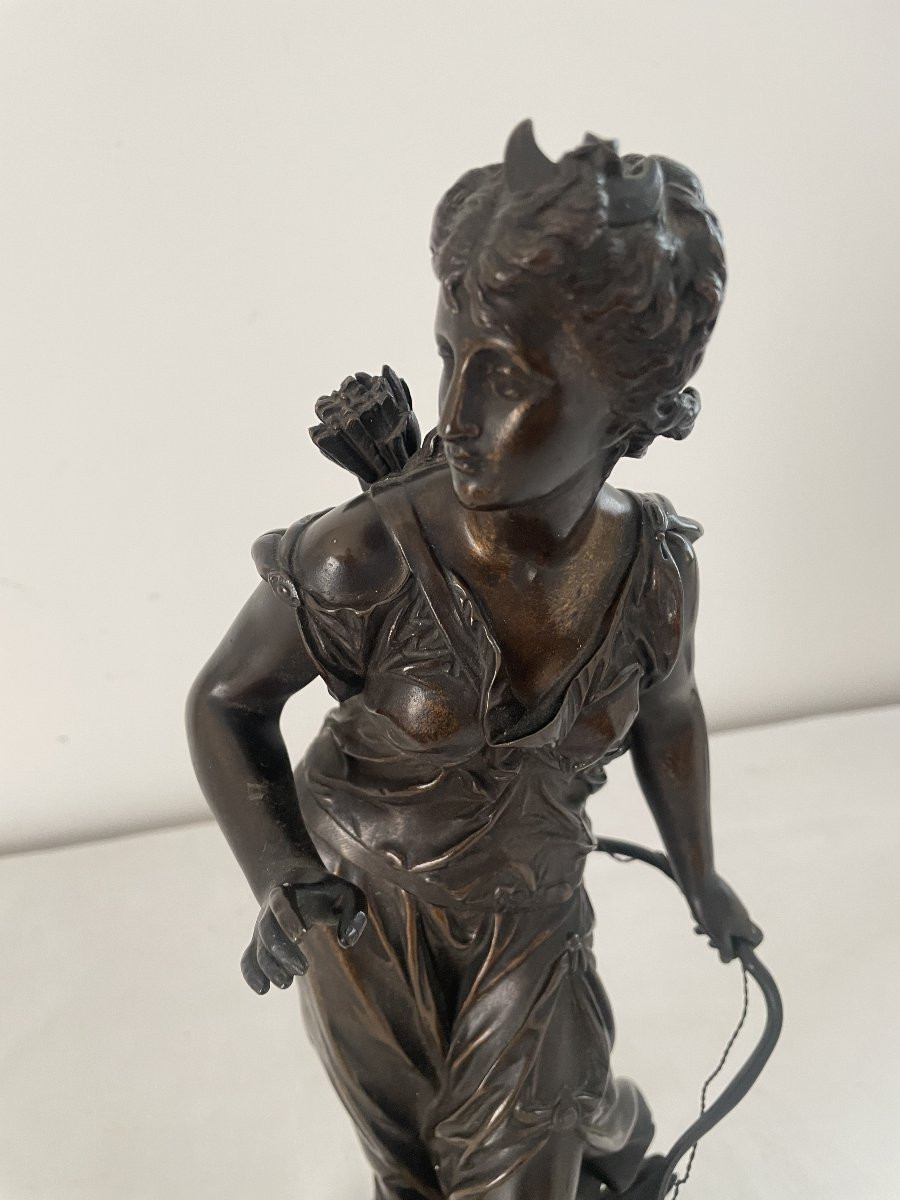 Bouret Eutrope (1833-1906) Diane Huntress Bronze-photo-4