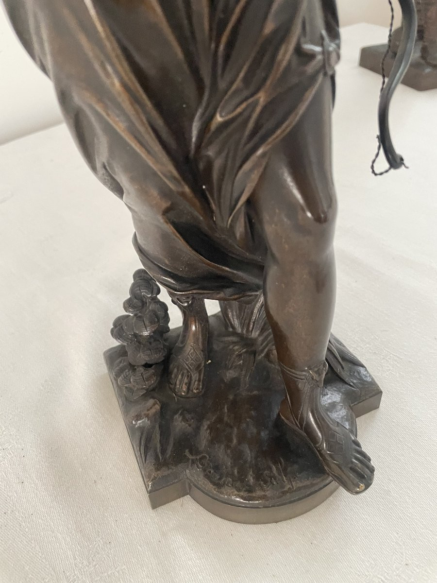 Bouret Eutrope (1833-1906) Diane Huntress Bronze-photo-5