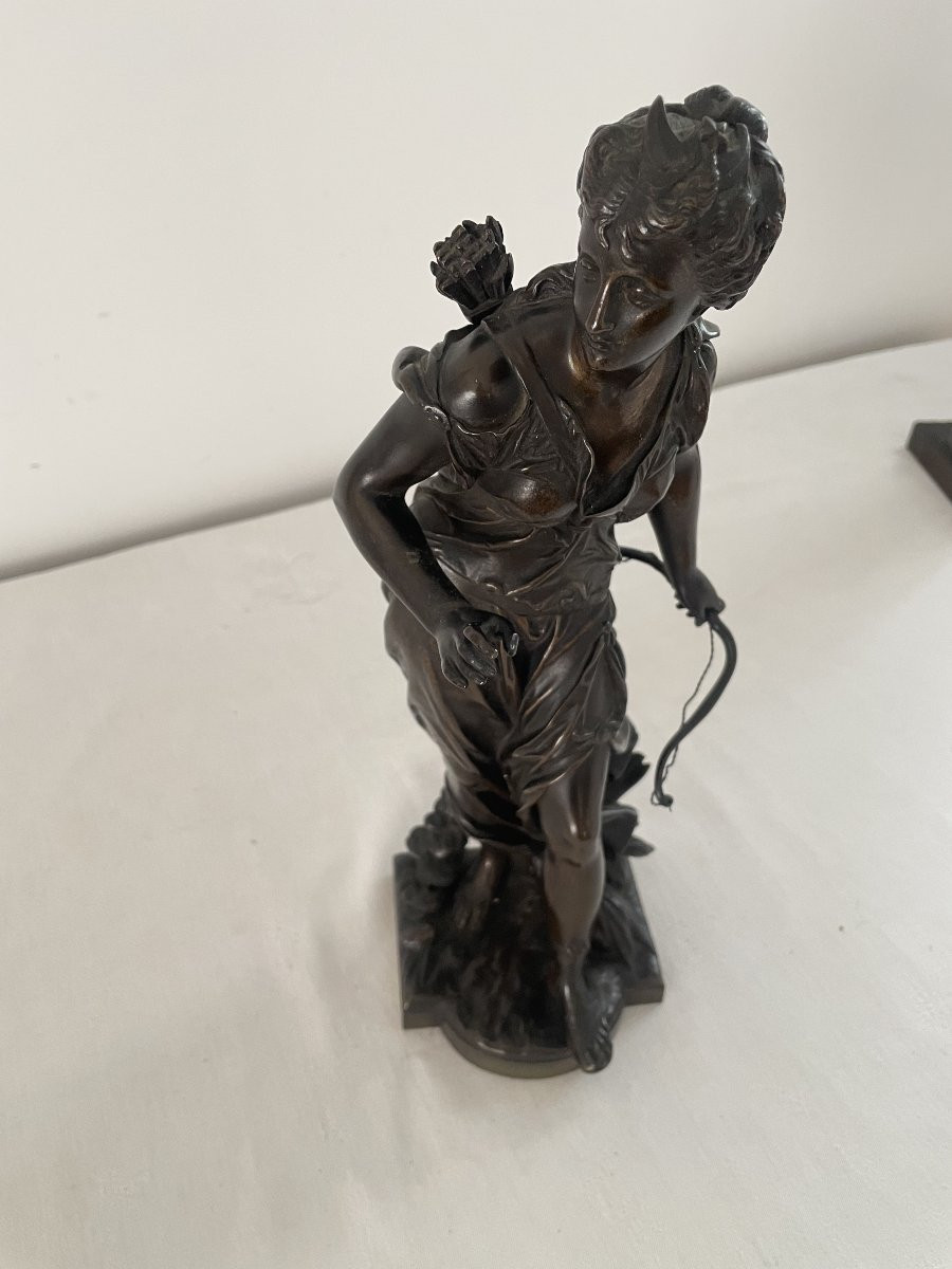 Bouret Eutrope (1833-1906) Diane Huntress Bronze-photo-7