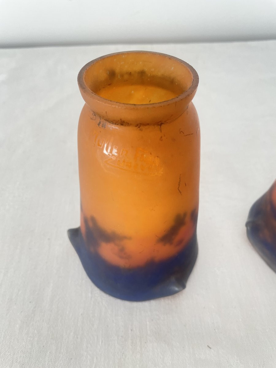 MULLER FRERES TROIS TULIPES EN VERRE MARMOREEN-photo-3