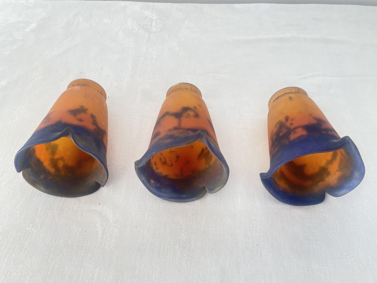 MULLER FRERES TROIS TULIPES EN VERRE MARMOREEN-photo-4