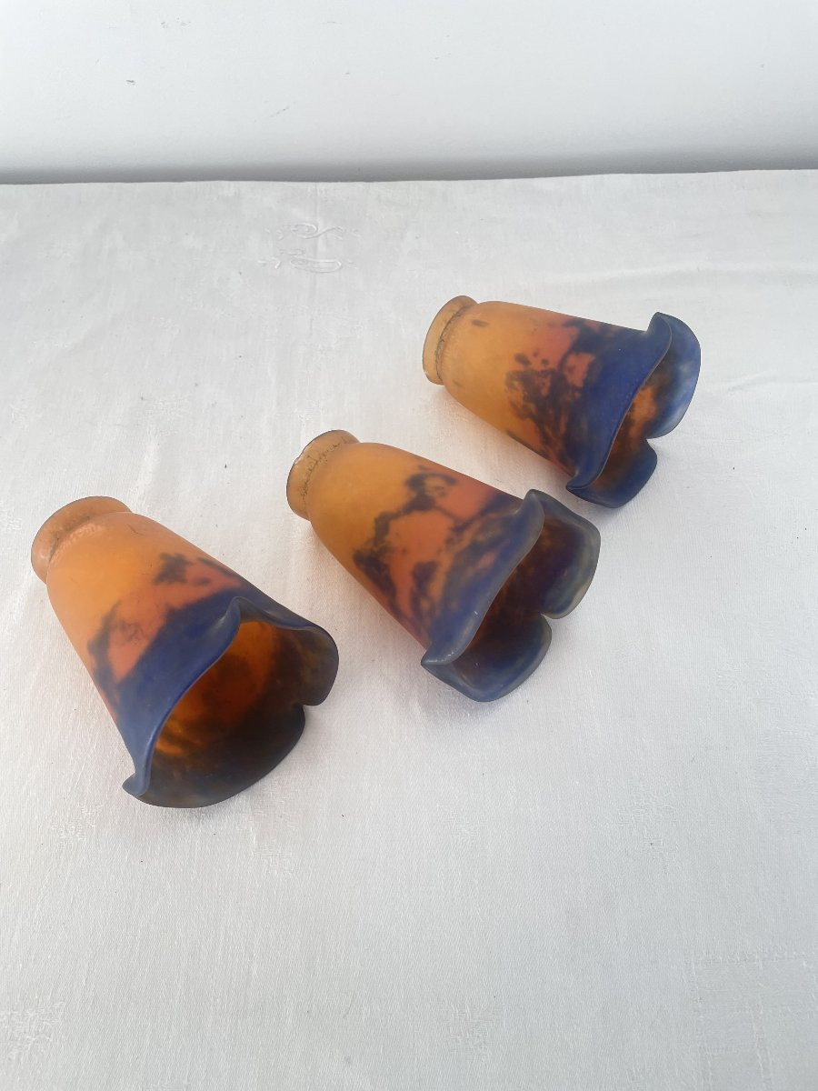 MULLER FRERES TROIS TULIPES EN VERRE MARMOREEN-photo-1