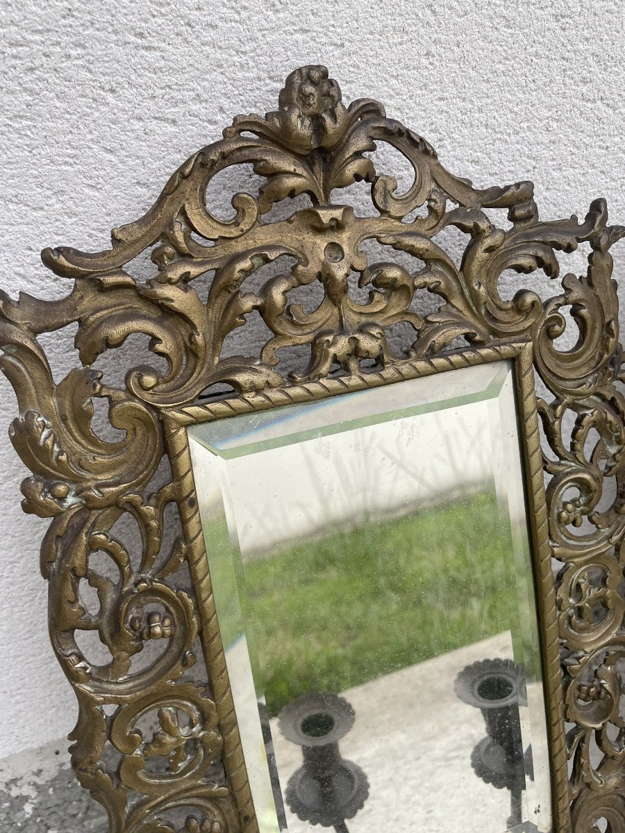 PAIRE D'APPLIQUES MIROIRS EN BRONZE XIX SIECLE-photo-5
