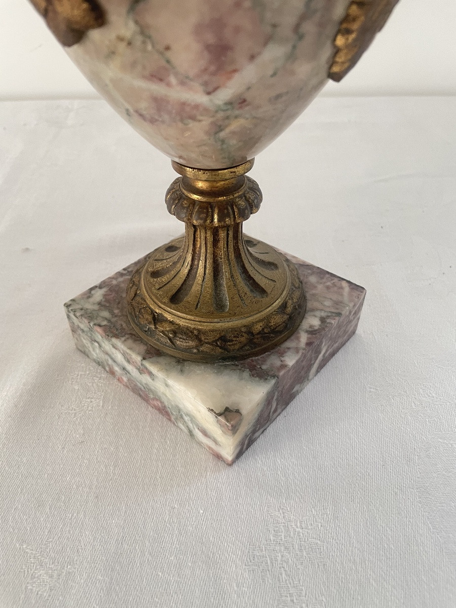 PAIRE DE CASSOLETTES EN MARBRE ET BRONZE XIX SIÈCLE -photo-2