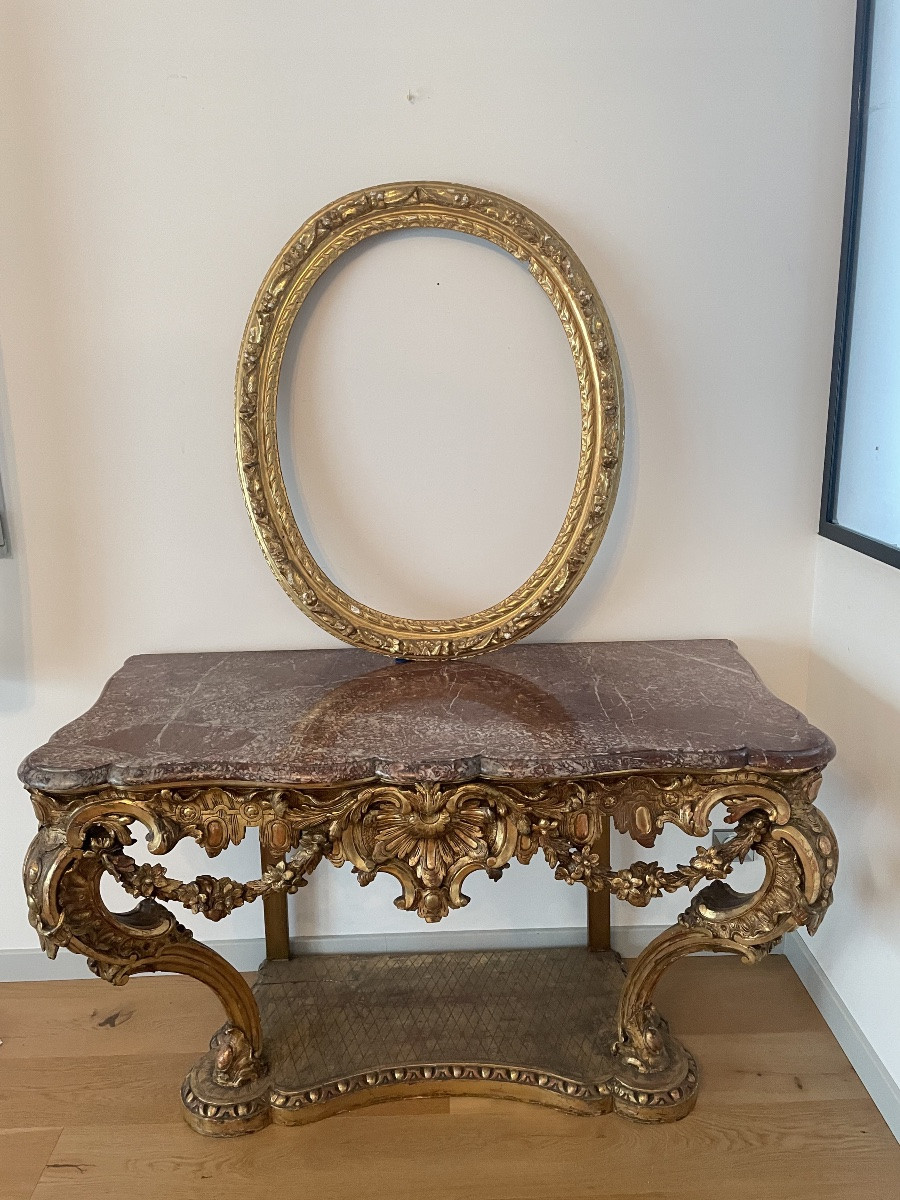 GRAND CADRE EN BOIS DORÉ D’ÉPOQUE XVIII SIECLE -photo-2