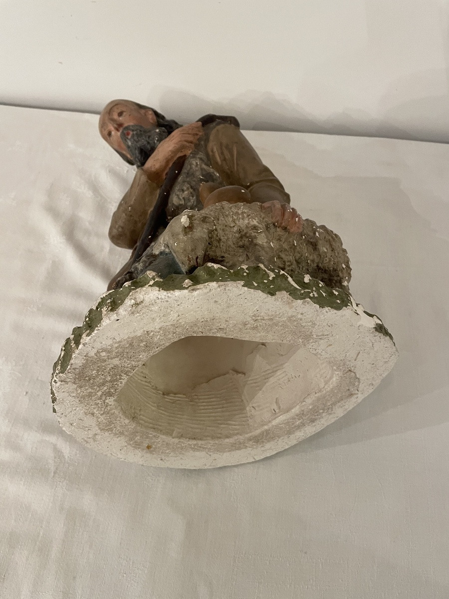 BERGER DE CRÈCHE EN PLÂTRE XIX SIÈCLE -photo-3