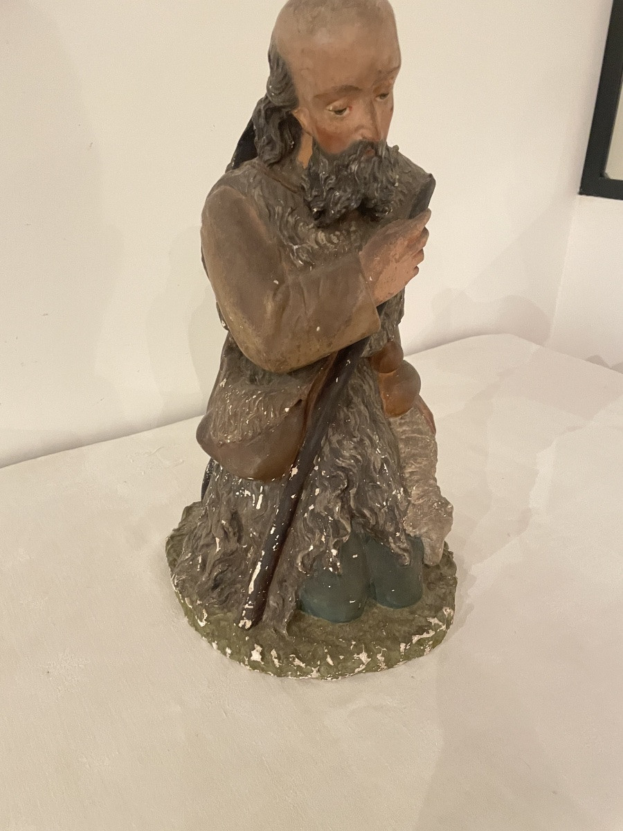 BERGER DE CRÈCHE EN PLÂTRE XIX SIÈCLE -photo-4