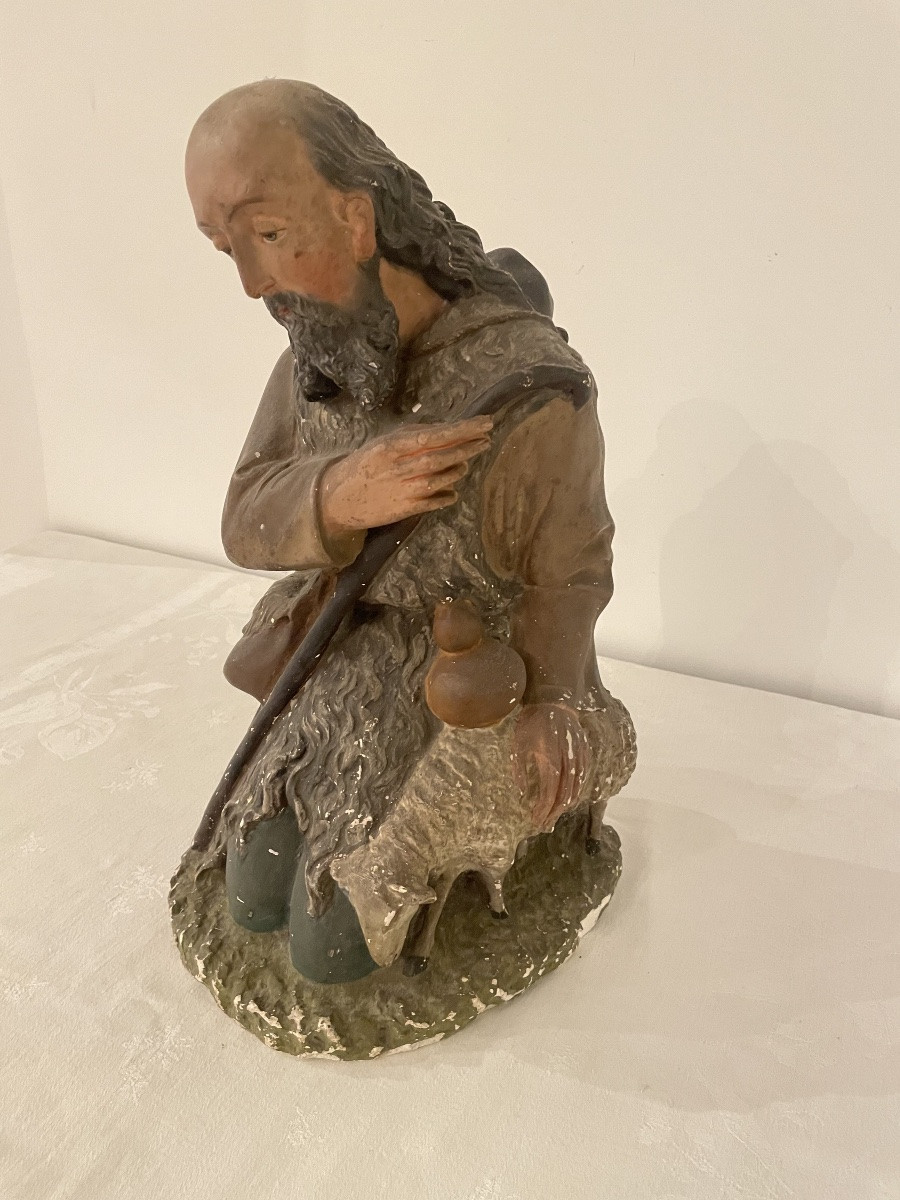 BERGER DE CRÈCHE EN PLÂTRE XIX SIÈCLE -photo-5