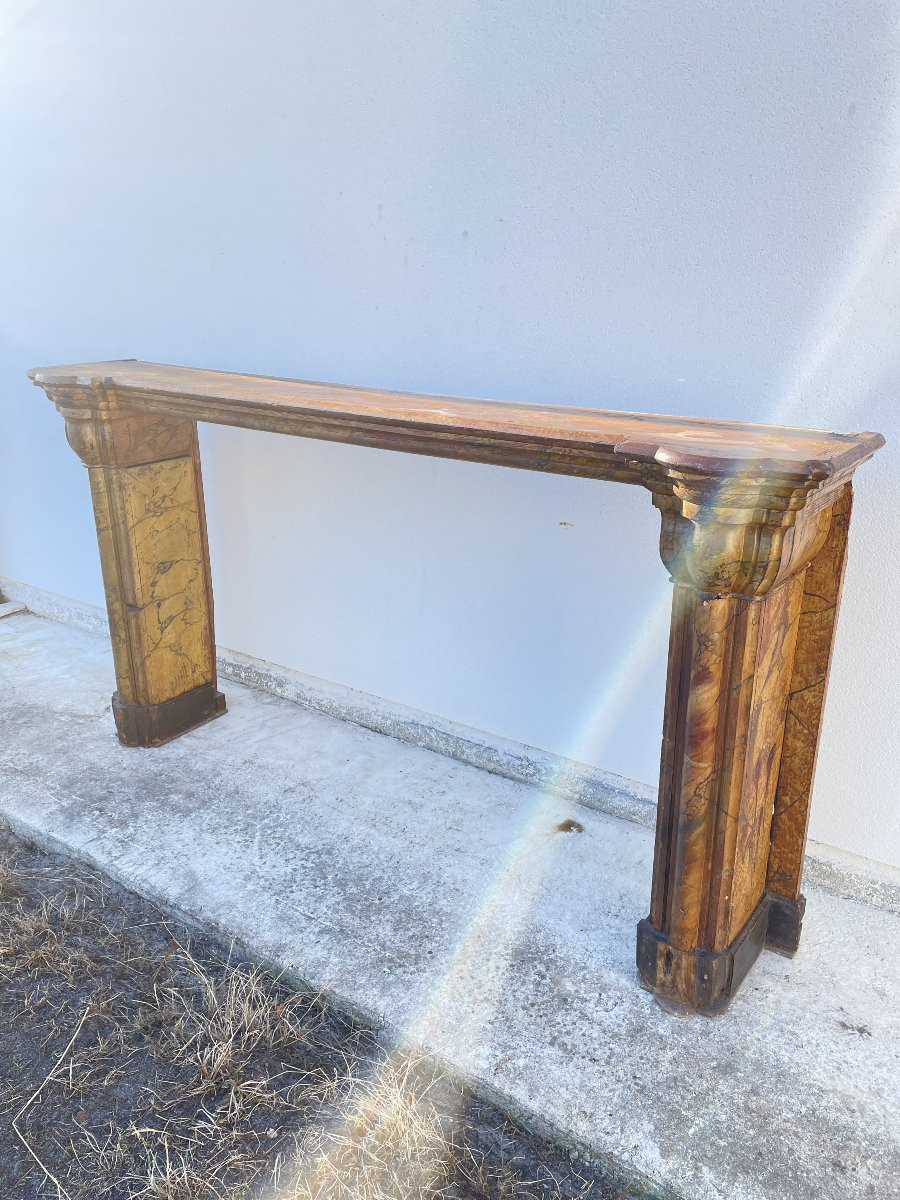 GRANDE CHEMINEE EN FAUX MARBRE D'EPOQUE XVIII SIECLE-photo-2