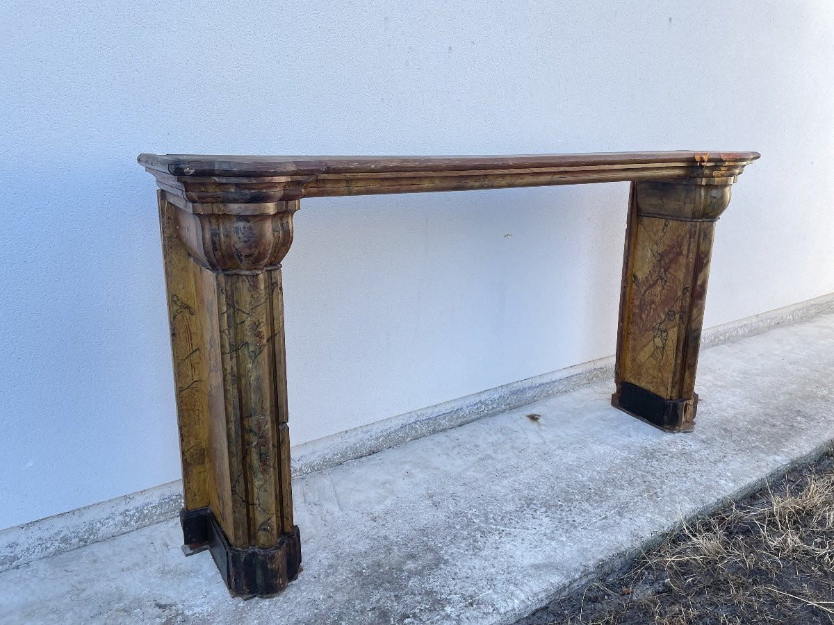 GRANDE CHEMINEE EN FAUX MARBRE D'EPOQUE XVIII SIECLE-photo-3