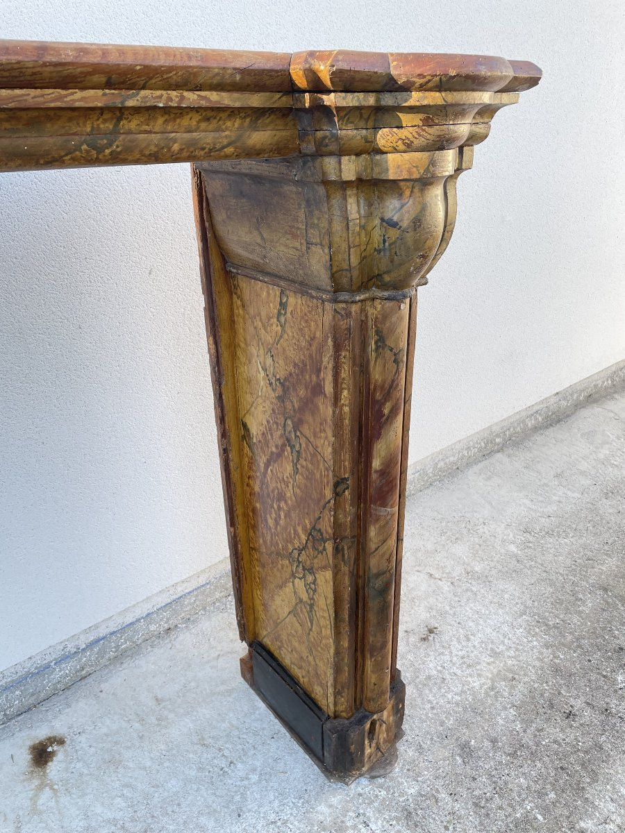 GRANDE CHEMINEE EN FAUX MARBRE D'EPOQUE XVIII SIECLE-photo-2