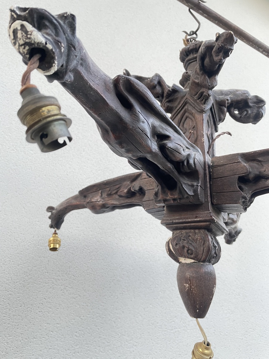 LUSTRE NÉOGOTHIQUE EN PLÂTRE -photo-2
