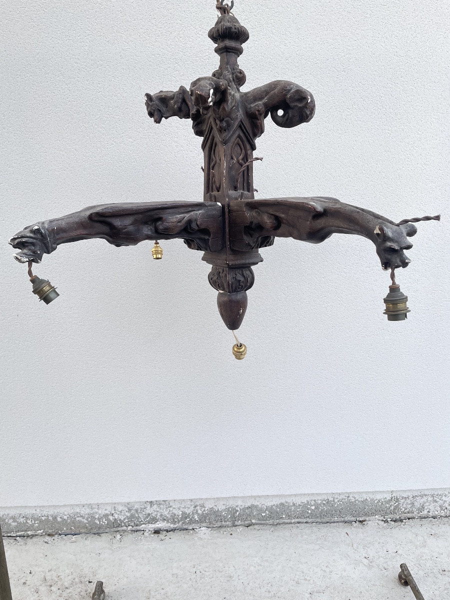 LUSTRE NÉOGOTHIQUE EN PLÂTRE -photo-5