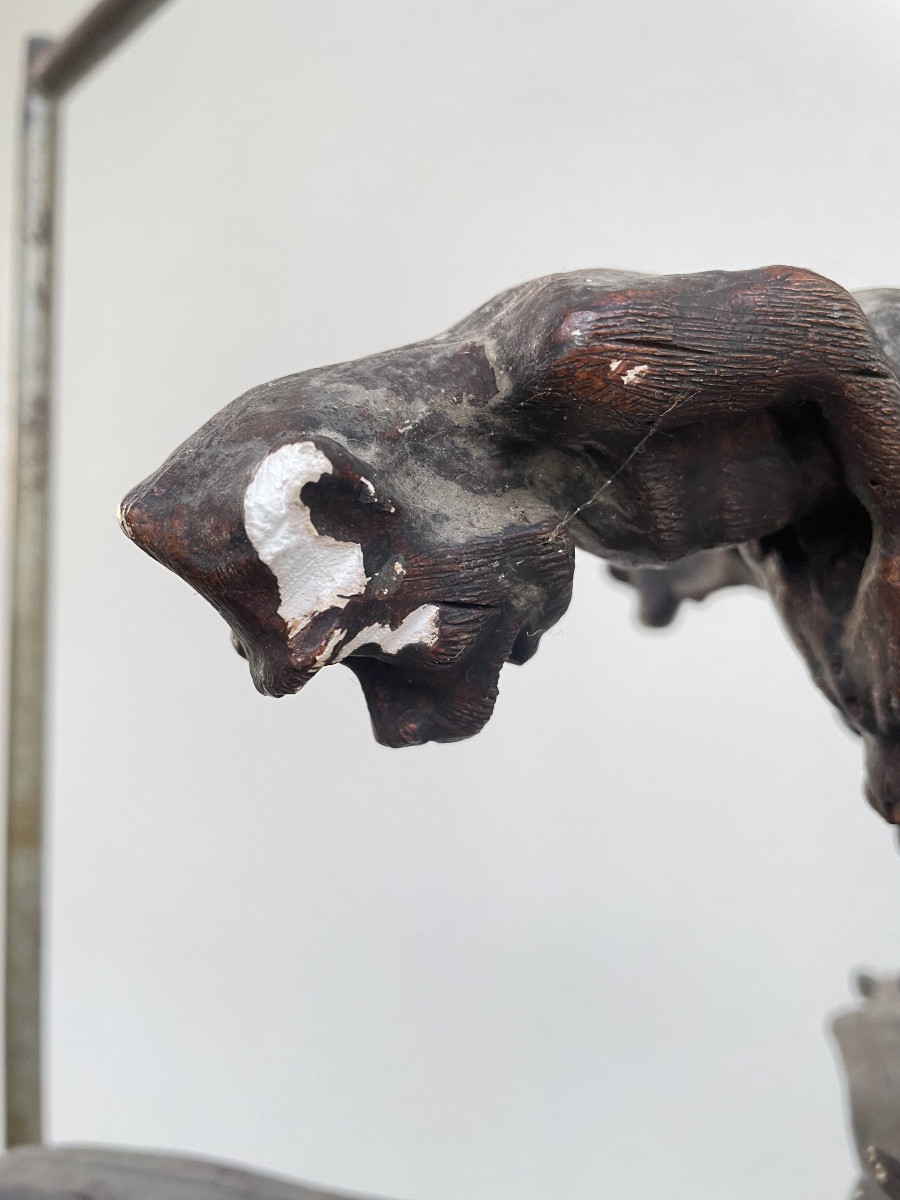 LUSTRE NÉOGOTHIQUE EN PLÂTRE -photo-6