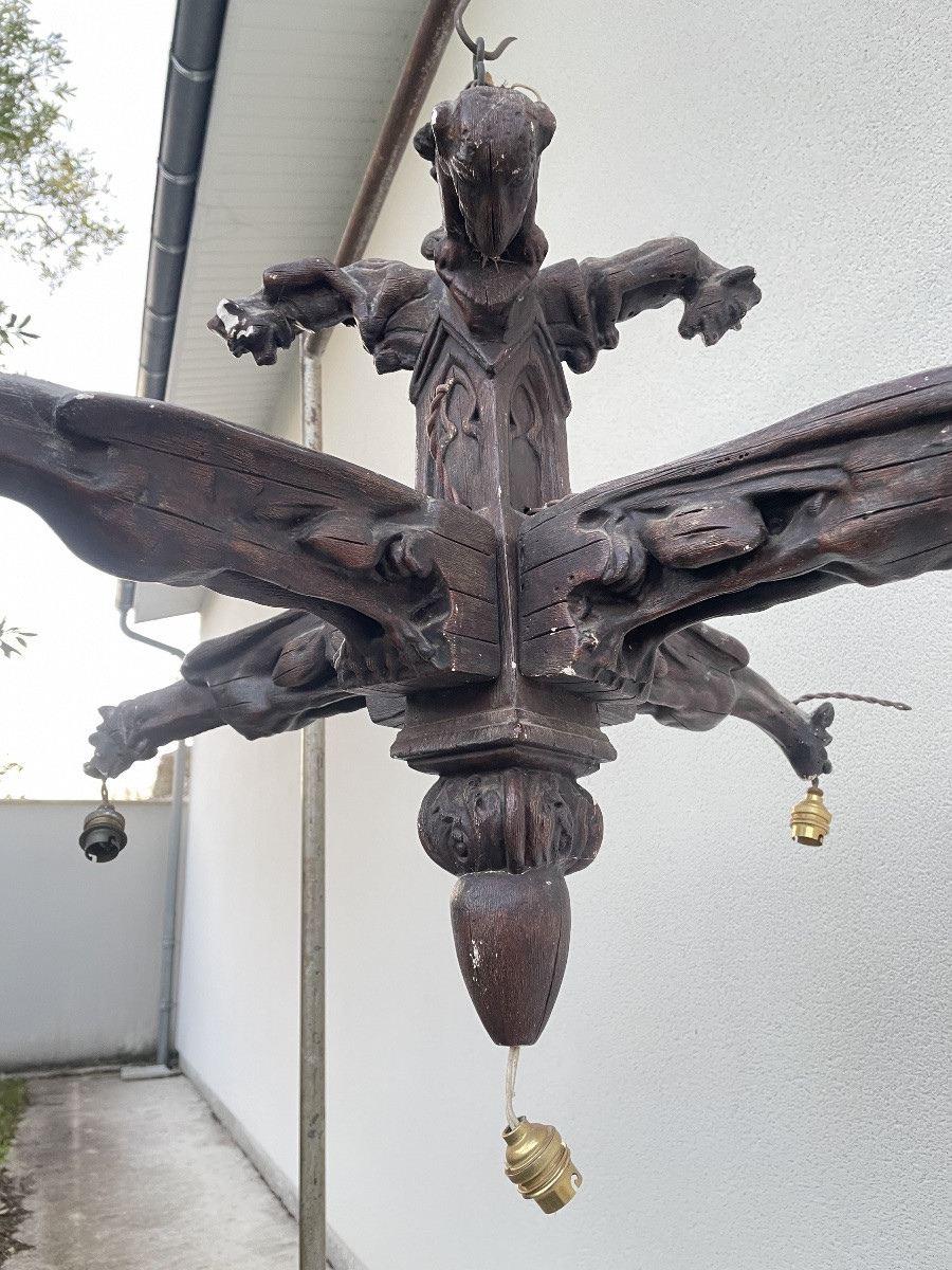 LUSTRE NÉOGOTHIQUE EN PLÂTRE -photo-8