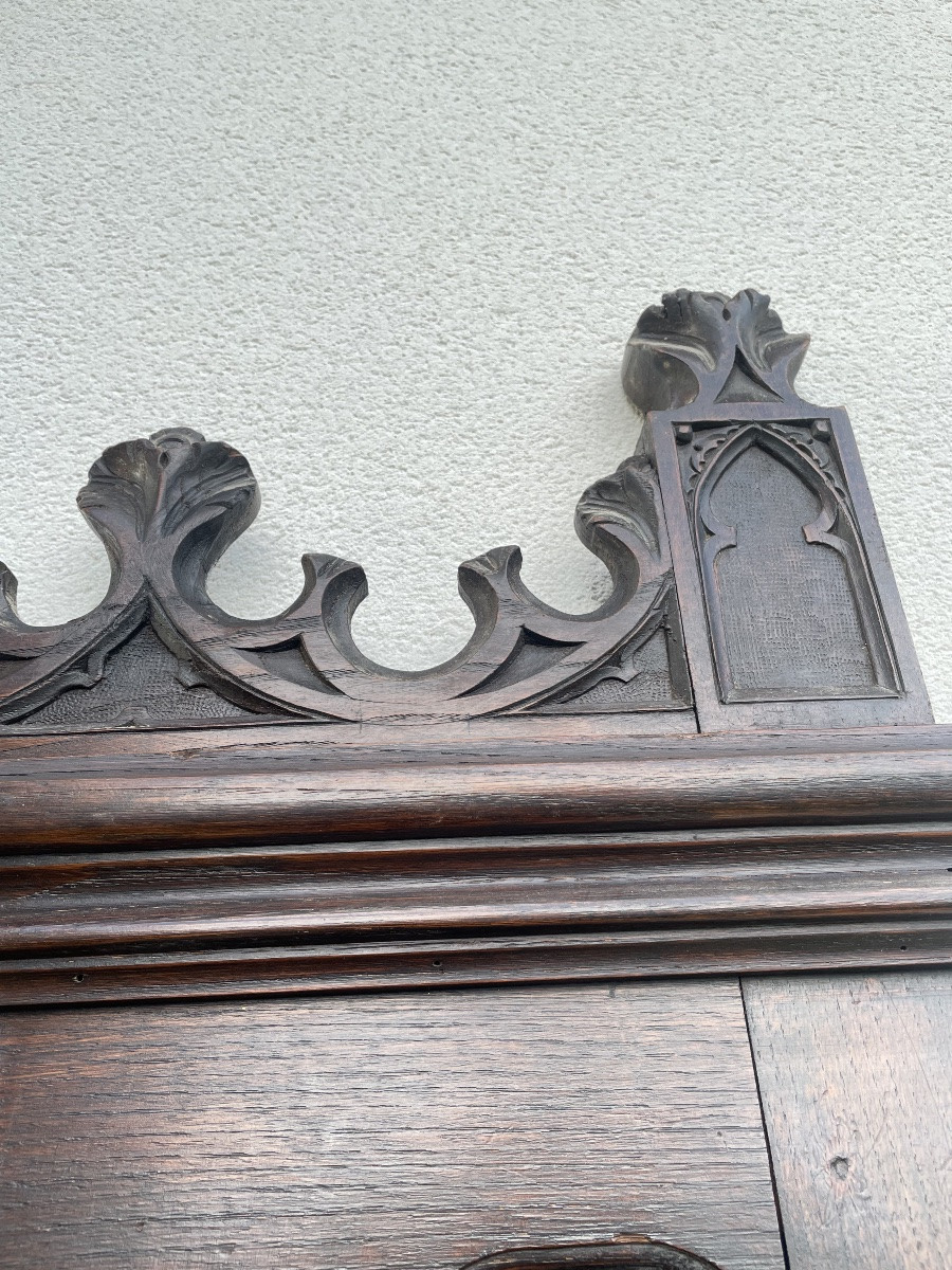 PORTE MANTEAUX NÉOGOTHIQUE EN CHÊNE -photo-4