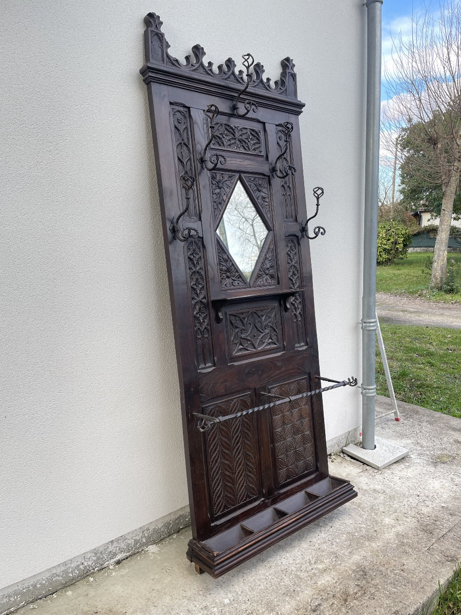 PORTE MANTEAUX NÉOGOTHIQUE EN CHÊNE -photo-5