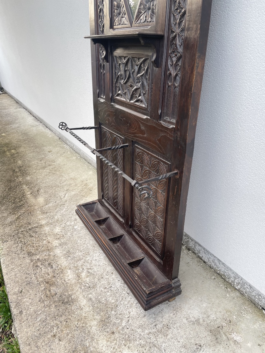 PORTE MANTEAUX NÉOGOTHIQUE EN CHÊNE -photo-6