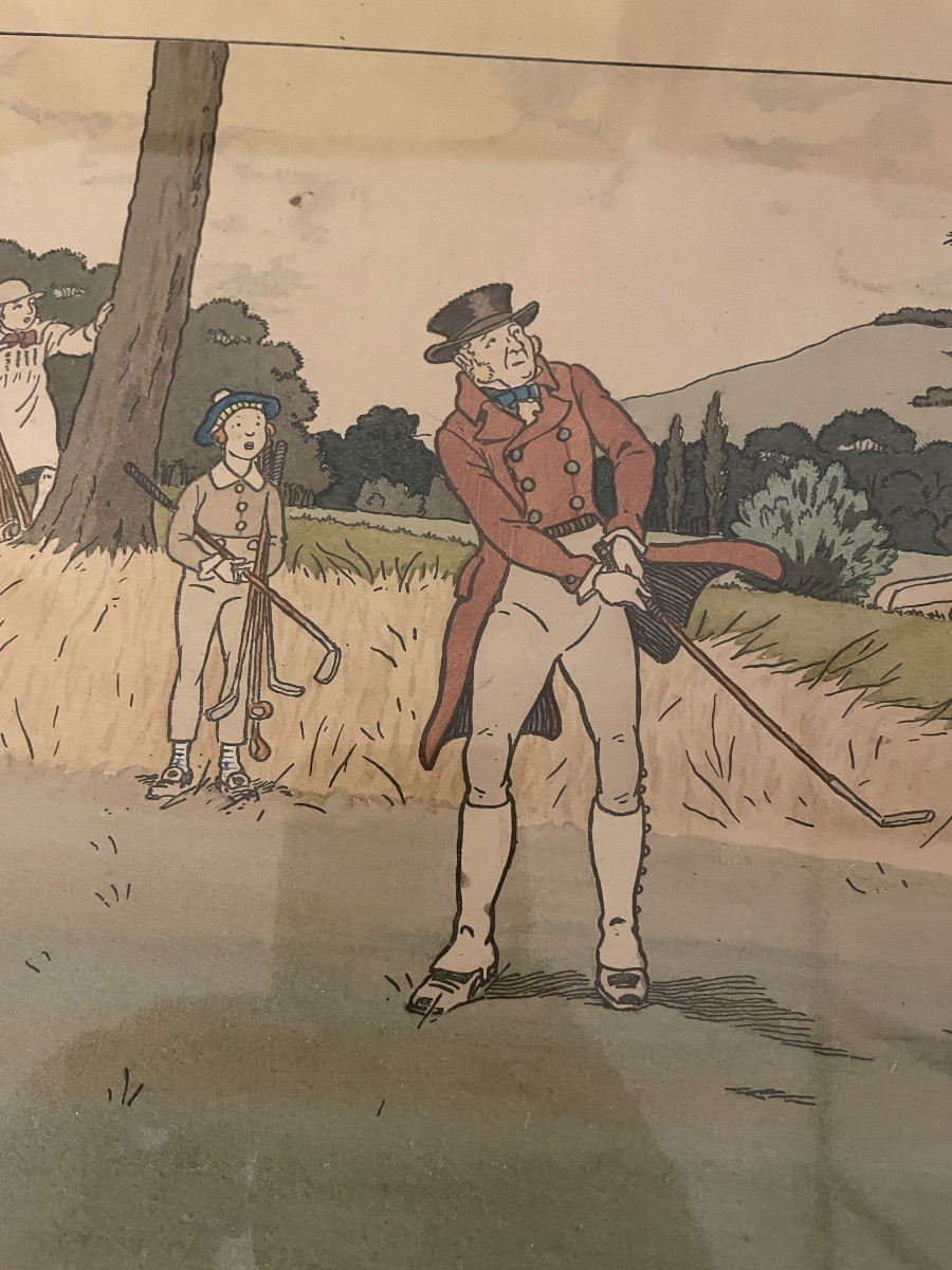 Harry ELIOTT (1882-1959) scène de Golf Suite de 5 lithographies en couleur -photo-5