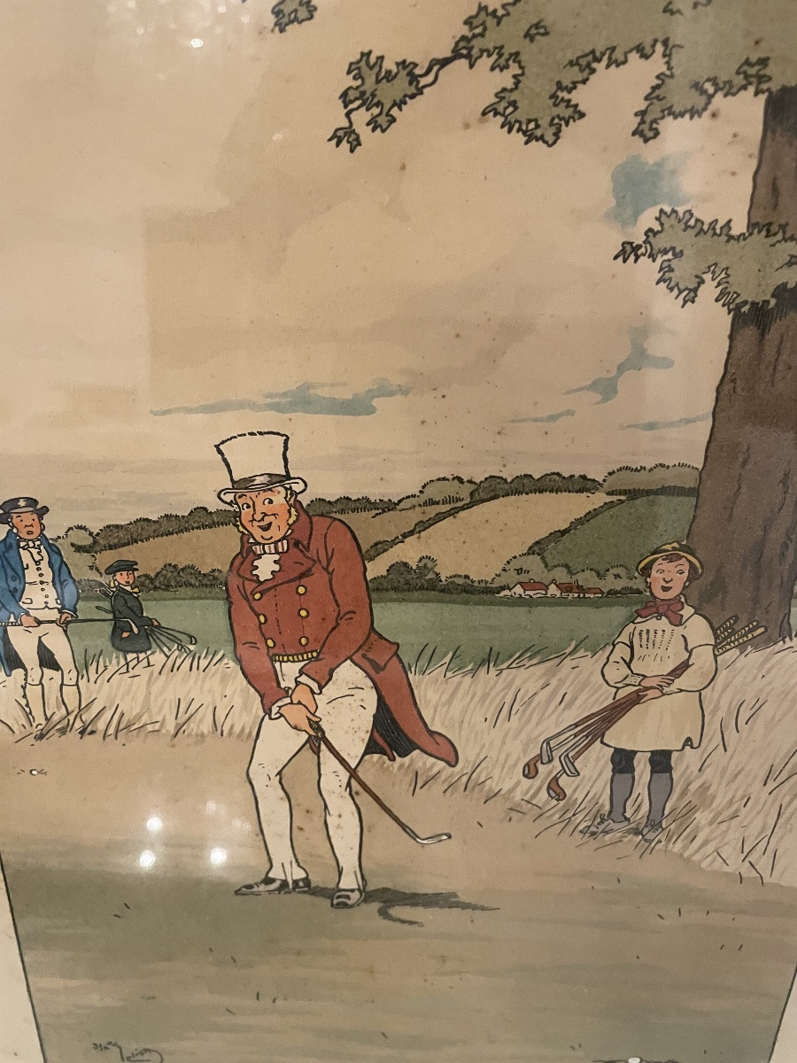 Harry ELIOTT (1882-1959) scène de Golf Suite de 5 lithographies en couleur -photo-8