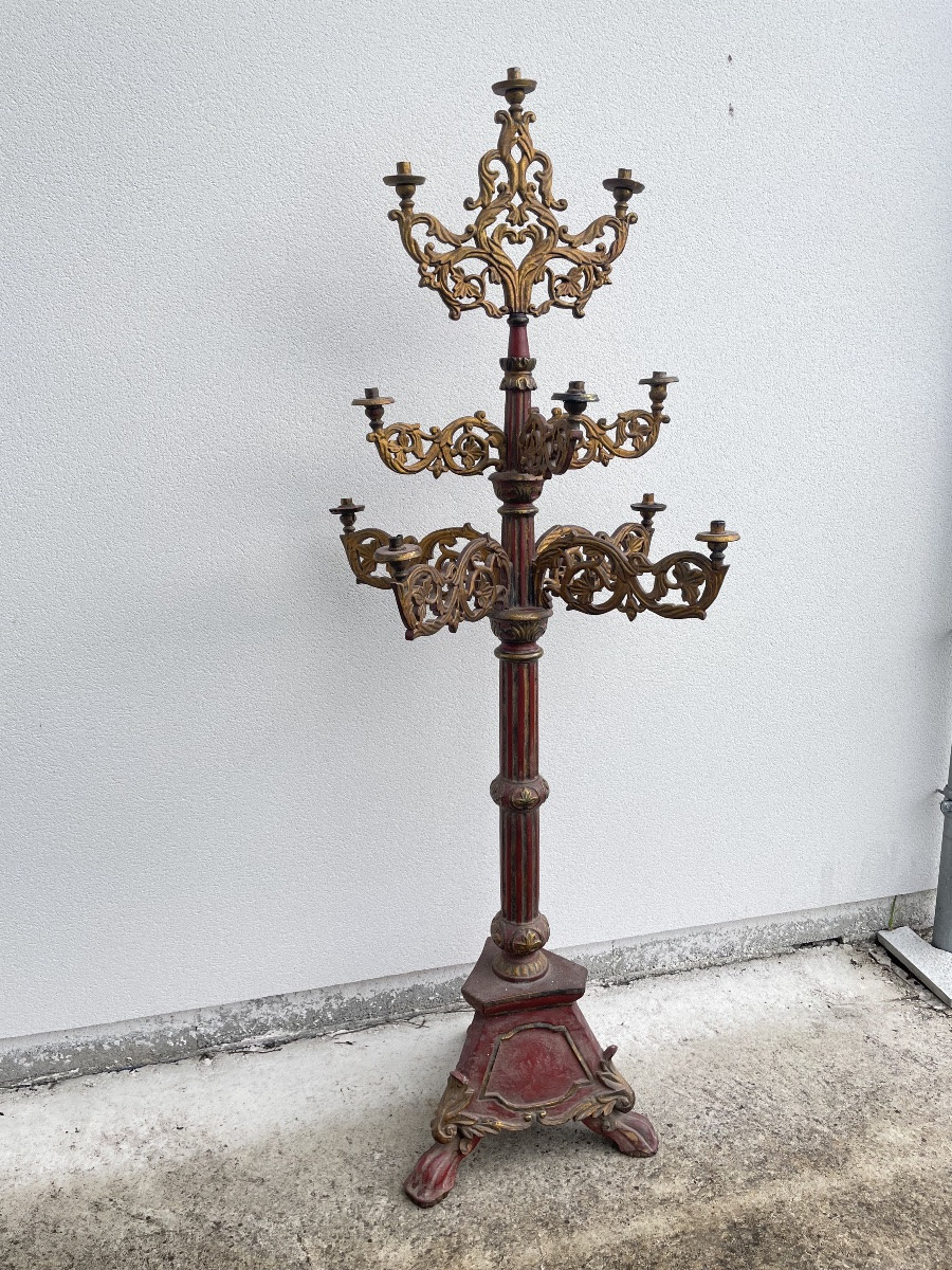 TORCHÈRE EN BOIS SCULPTÉ D’ÉPOQUE XIX SIÈCLE -photo-5