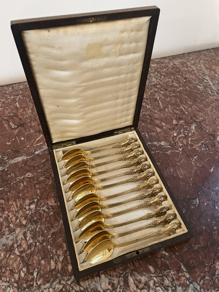 Twelve Silver Vermeil Spoons In The Regency Style-photo-2