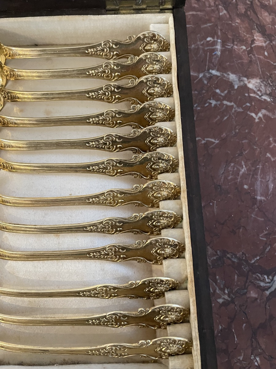 Twelve Silver Vermeil Spoons In The Regency Style-photo-4