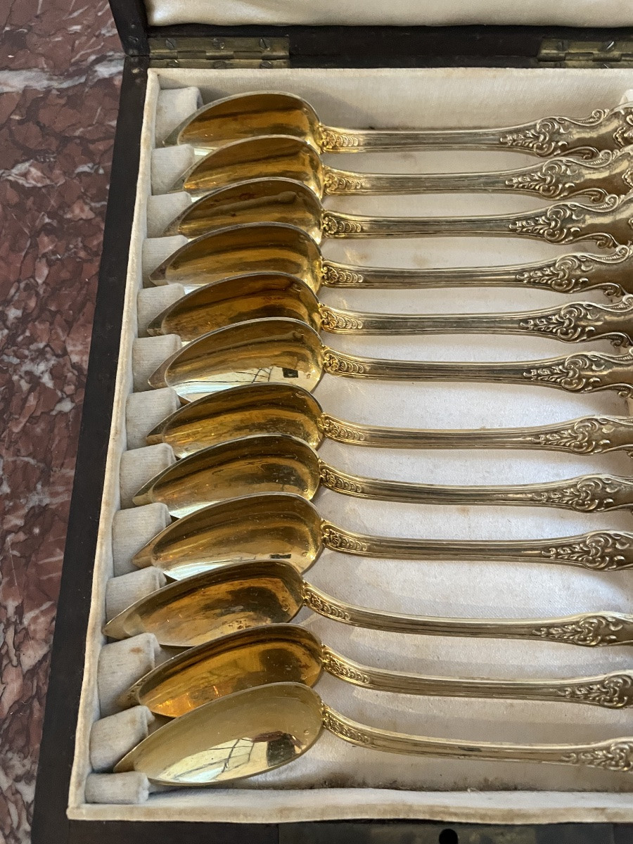 Twelve Silver Vermeil Spoons In The Regency Style-photo-5