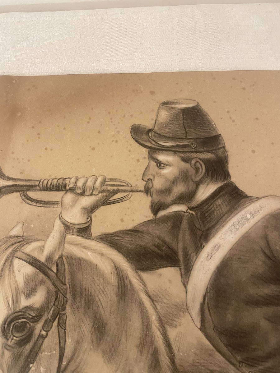 Military Rider Drawing XIX Century-photo-2
