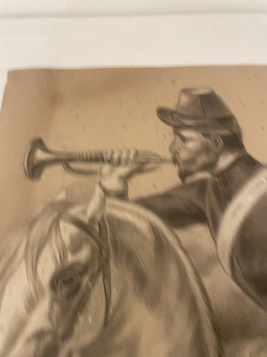 Military Rider Drawing XIX Century-photo-4