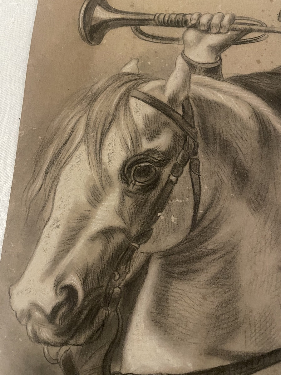 Military Rider Drawing XIX Century-photo-5