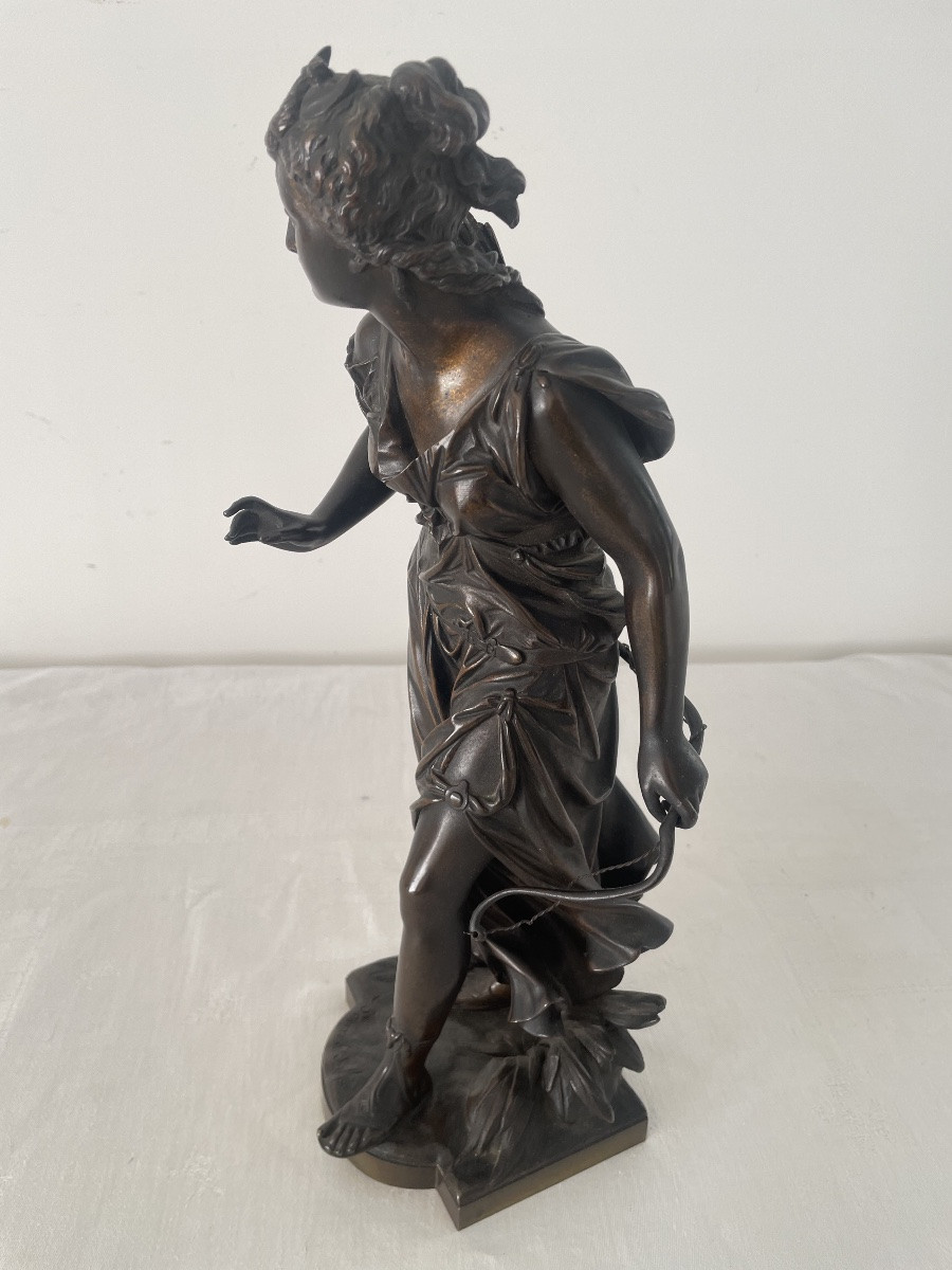 Bouret Eutrope (1883-1906) Diane Chasseresse Bronze-photo-2