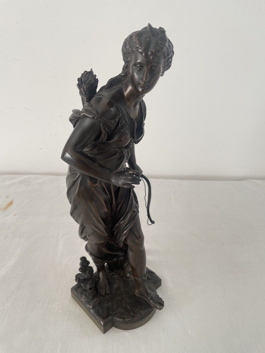 Bouret Eutrope (1883-1906) Diane Chasseresse Bronze-photo-3