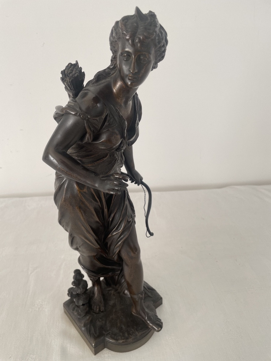 Bouret Eutrope (1883-1906) Diane Chasseresse Bronze-photo-3
