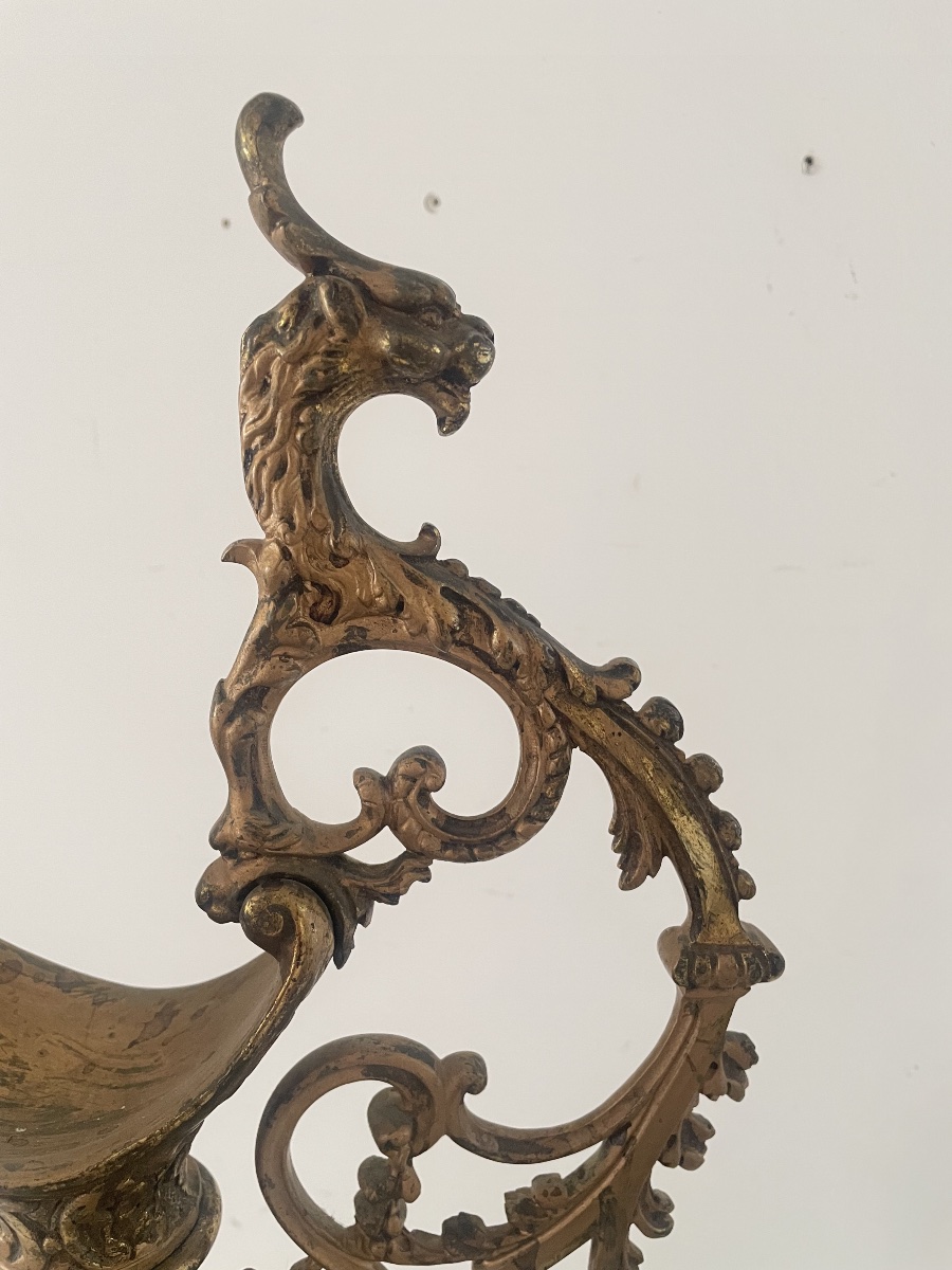 Pair Of Large 19th-century Bronze Ewers -photo-2