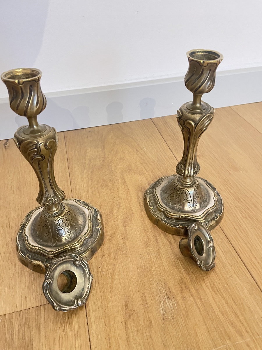 Pair Of Louis XV Bronze Candlesticks -photo-2