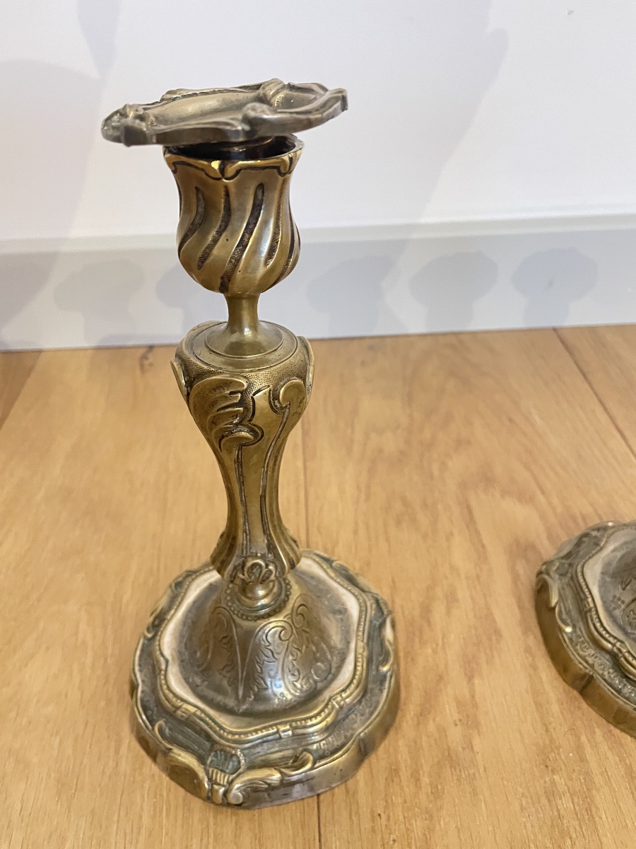 Pair Of Louis XV Bronze Candlesticks -photo-1